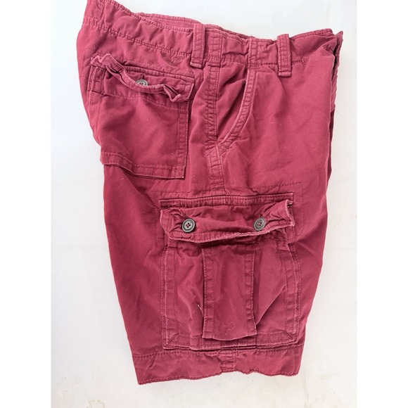 American Eagle Outfitters Classic Cargo Shorts Men Size 32 Red Cotton Outdoors - Picture 4 of 8